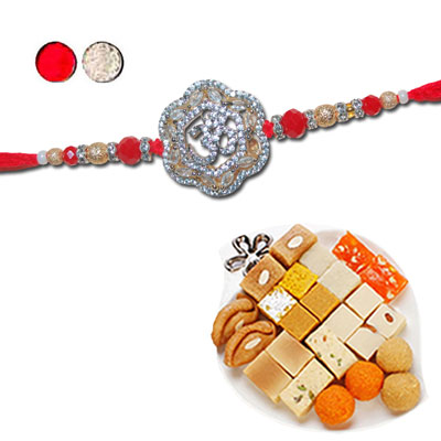 "RAKHIS -AD 4630 A (Single Rakhi),500gms of Assorted Sweets - Click here to View more details about this Product